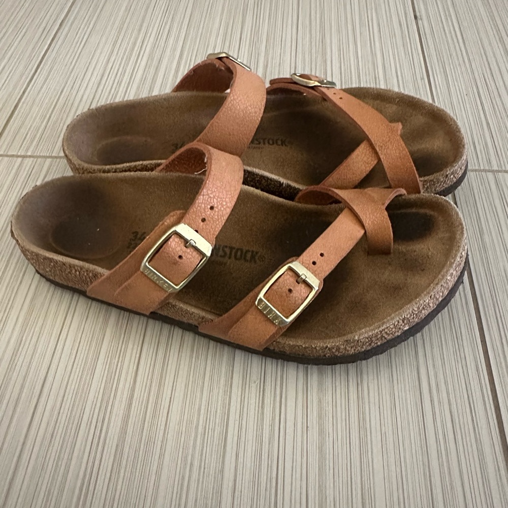 Birkenstock Tan Leather Cross-Strap Sandals